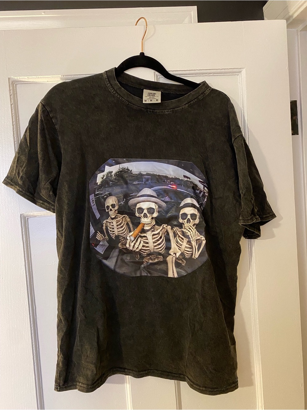 Halloween skeleton police car tshirt